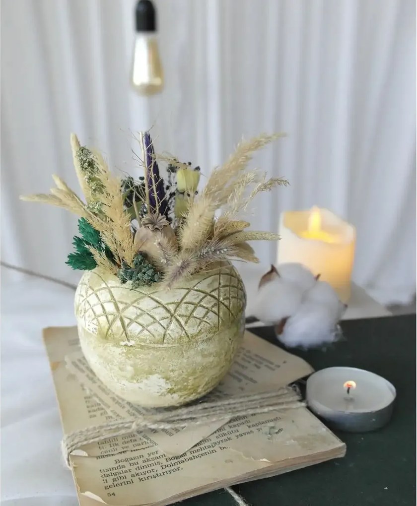 Ghiveci decorativ cu flori artificiale, homs seria A620,17x5.5x9 cm,30363