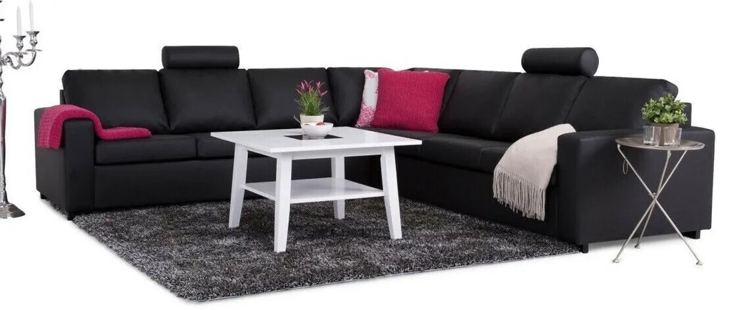 Colțar Scandinavian Choice C113Negru, 284x284x80cm, Picioare: Lemn