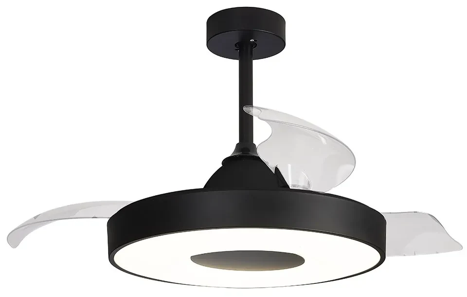 Lustra LED cu Ventilator si telecomanda COIN negru
