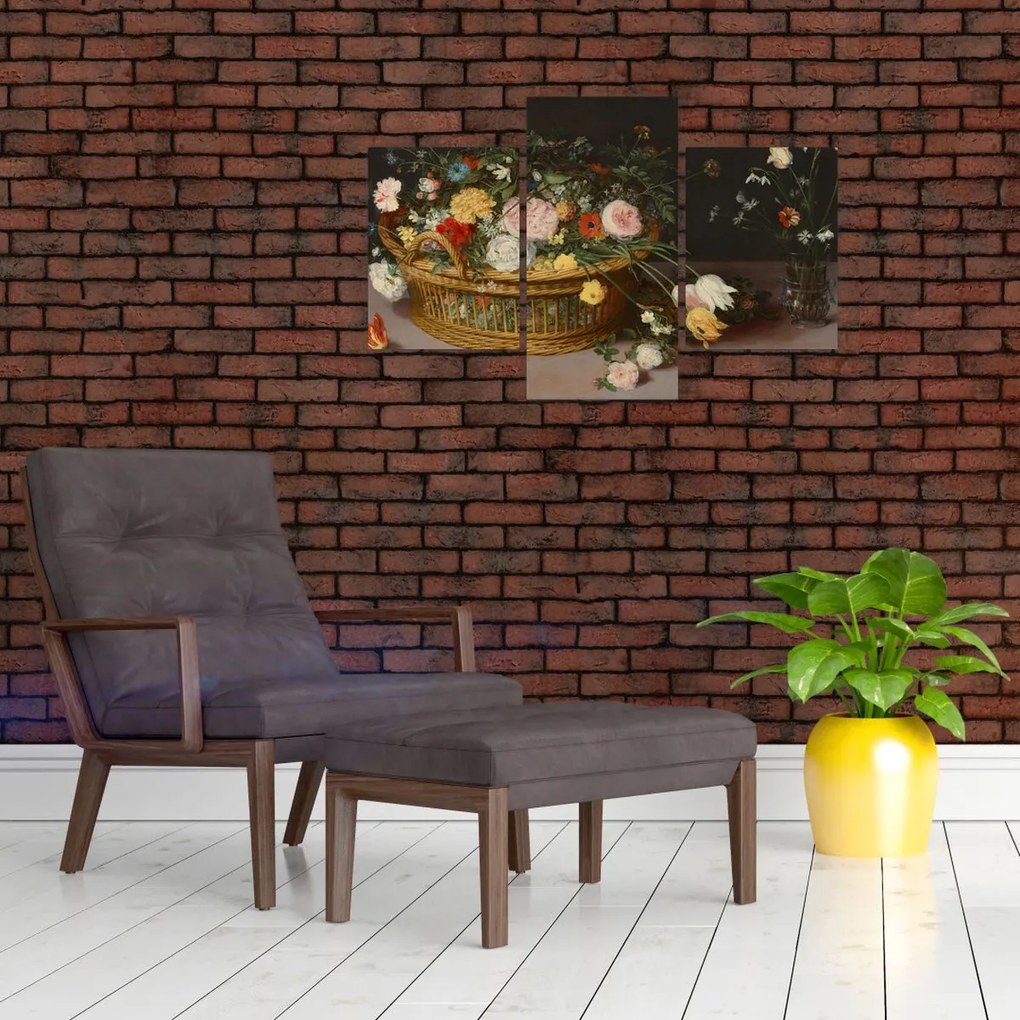 Tablou - Jan Brueghel the Elder, Flowers in a Basket and a Vase, reproducere (90x60 cm)