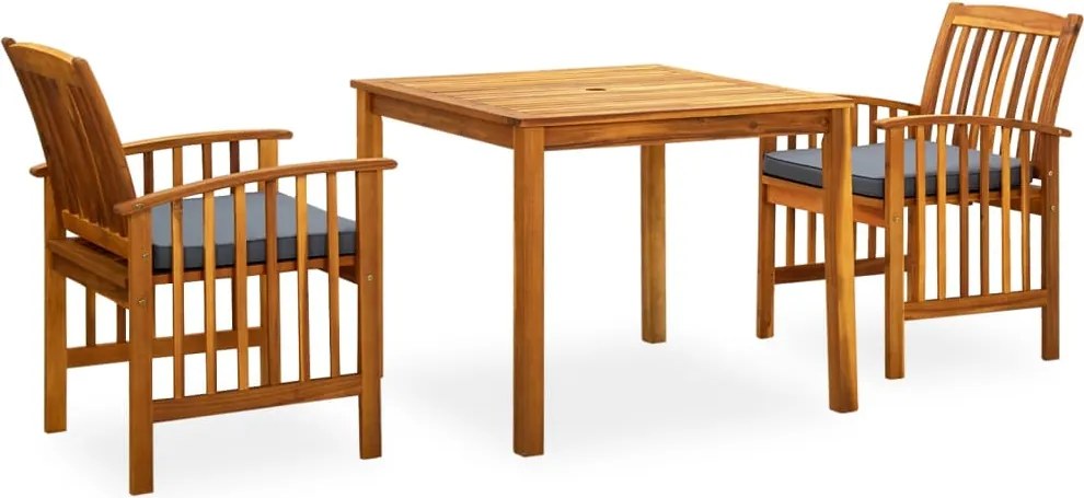 vidaXL Set mobilier de grădină cu perne, 3 piese, lemn masiv salcâm