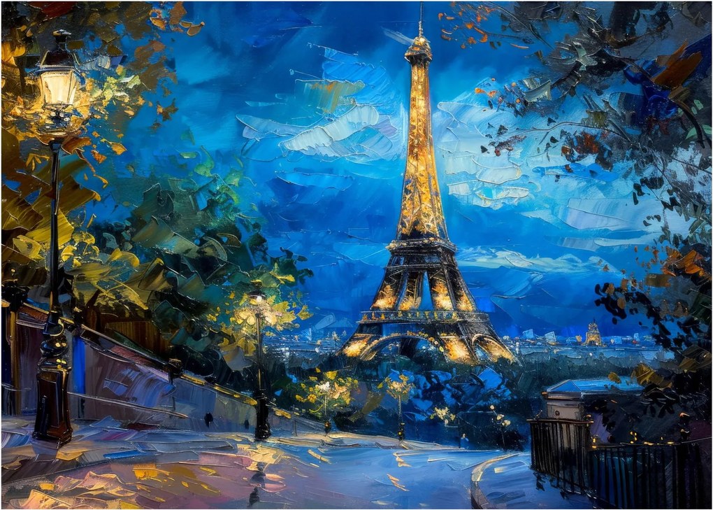 Tablou - Pictură în ulei a Turnului Eiffel (70x50 cm)