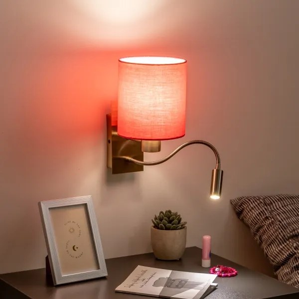 Lampă LED de perete Brilagi NUBILA 1xE27/25W/230V + LED/3W alamă/roz