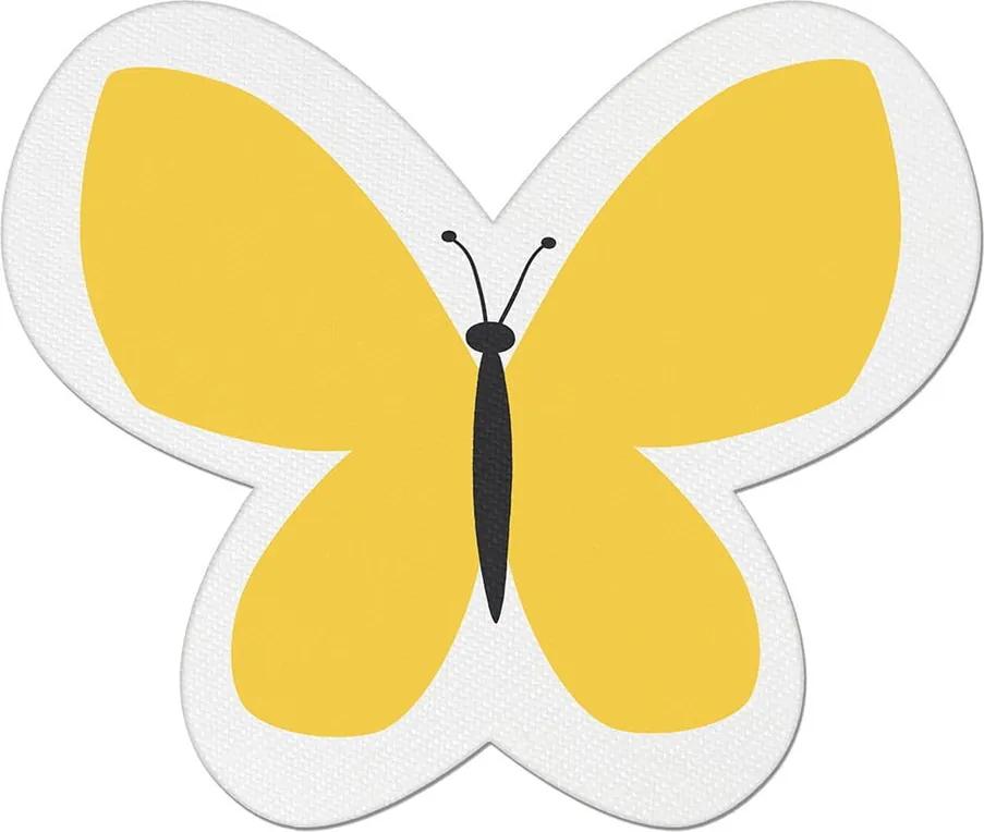 Pernă din amestec de bumbac pentru copii Apolena Pillow Toy Butterfly, 26 x 30 cm, galben