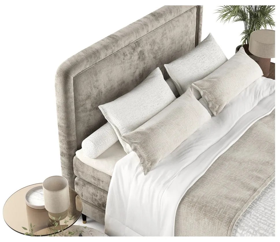 Pat boxspring maro deschis 200x200 cm Dove – Maison de Rêve