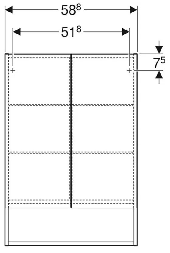 Dulap suspendat cu oglinda Geberit Selnova Square, 60 cm, alb lucios Alb lucios