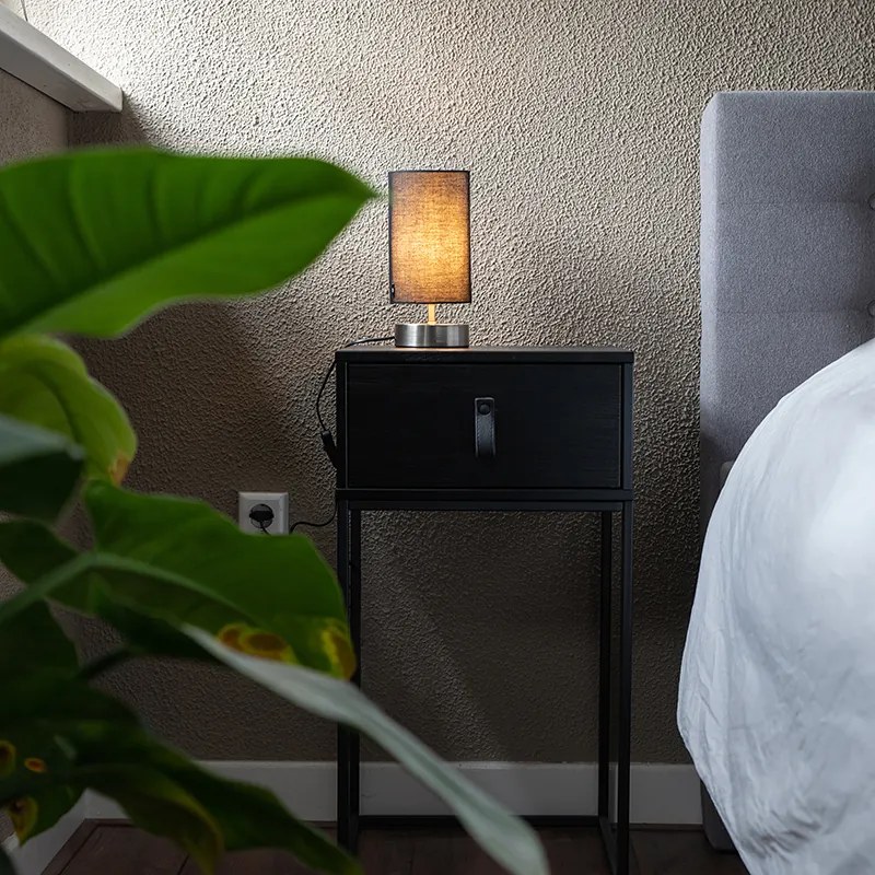 Lampă de masă modernă neagră cu oțel - Milo 2