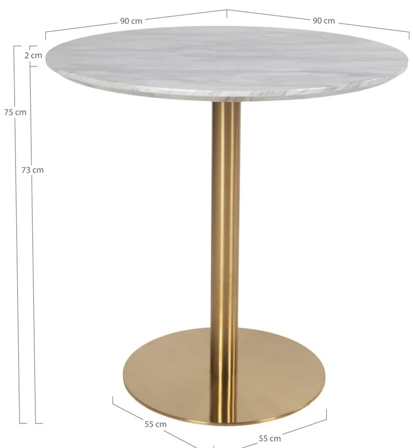 Masă de dining rotundă cu blat cu aspect de marmură ø 90 cm Bolzano – House Nordic