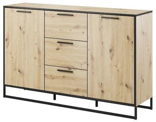 Comodă Bruck (stejar artisan + negru). 1091812