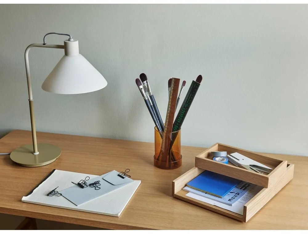 Veioză albă cu abajur din sticlă (înălțime 44 cm) Spot – Hübsch