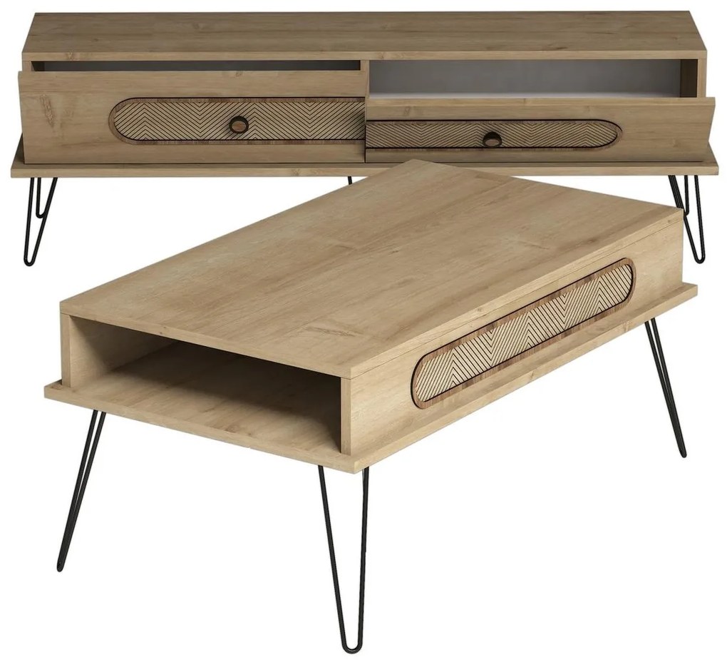 Set mobilier pentru living Biladi 2 (stejar) . 1094088