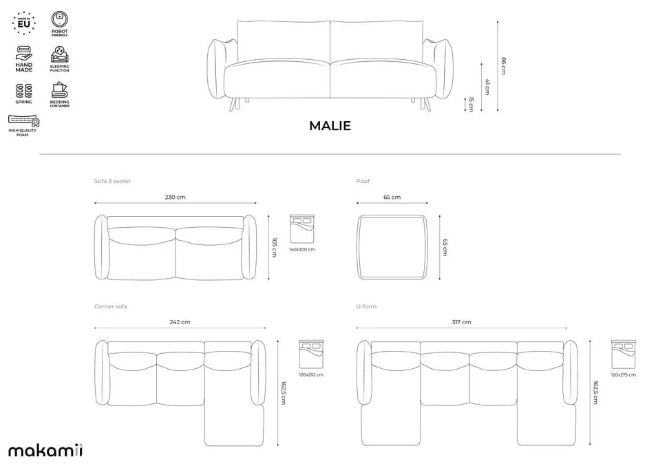 Taburet albastru Malie – Makamii