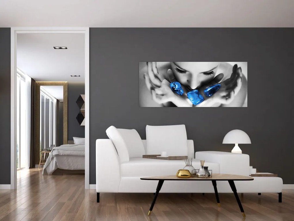 Tablou cu portretul femeii cu pietre (120x50 cm)