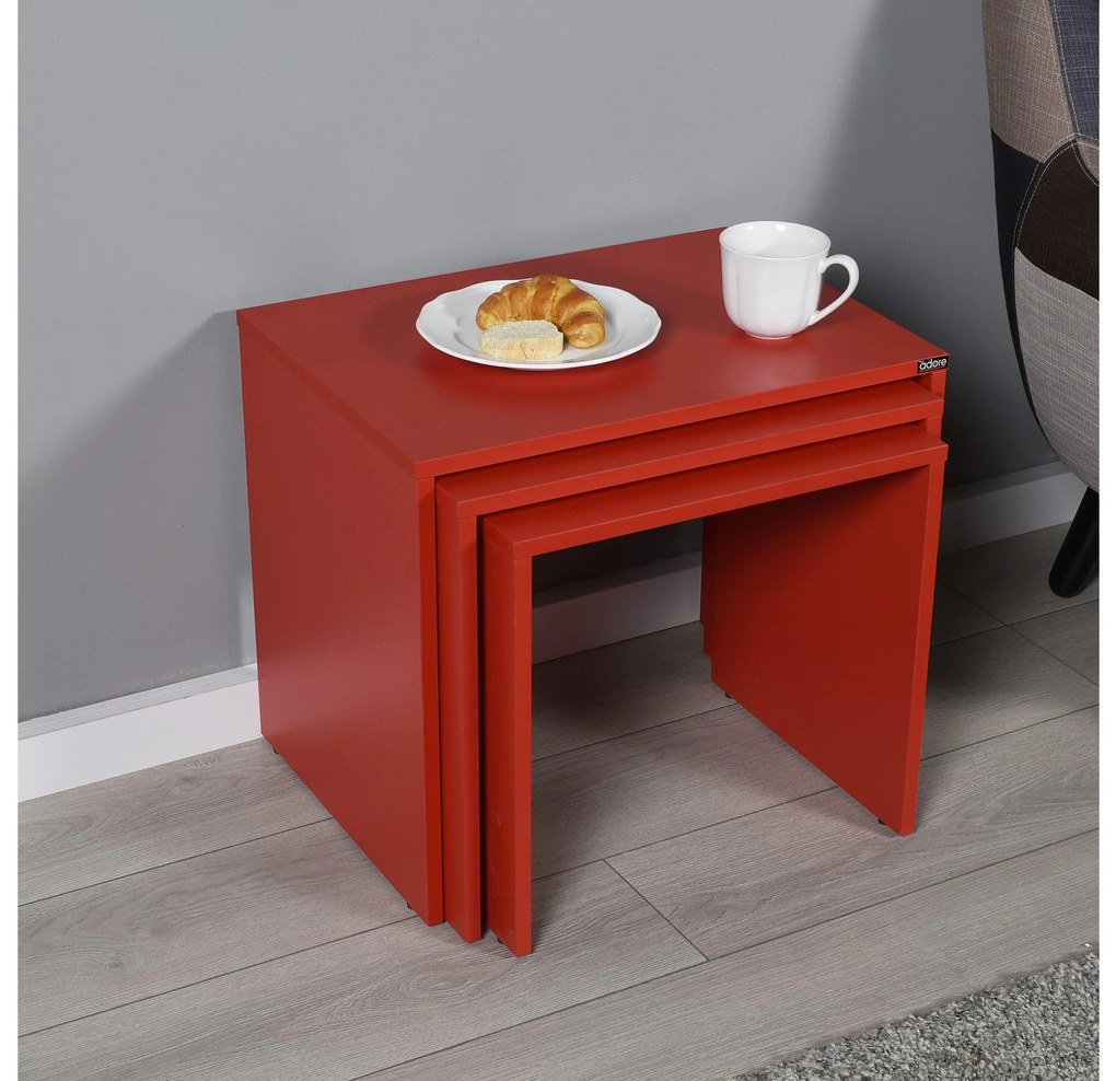 Set 3buc. măsuțe cafea Losuku 2 (roșu) . 1094308