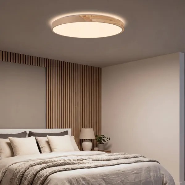 BRILAGI - Corp de iluminat LED dimabil PILANA LED/72W/230V stejar/bej Ø 80 cm + telecomandă