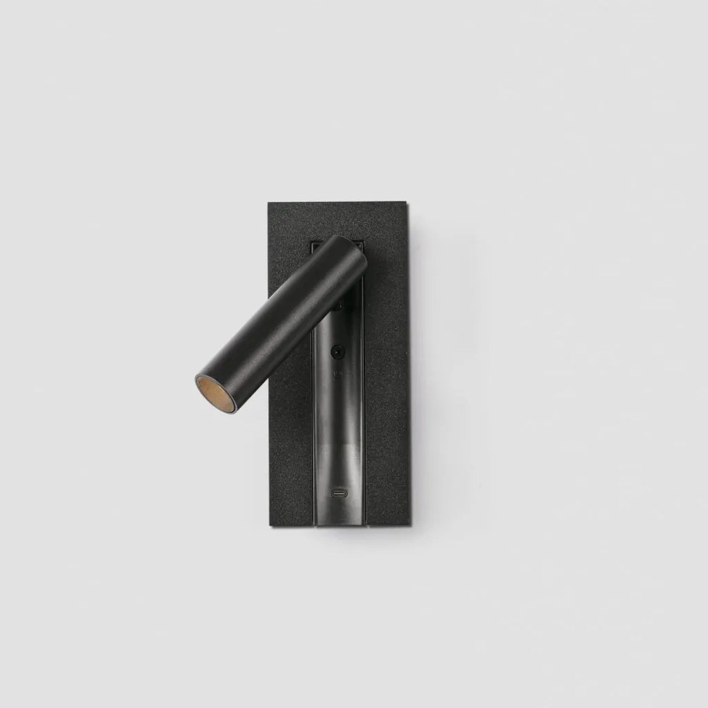 Aplica cu reader LED directionabil stil minimalist GABO USB C negru