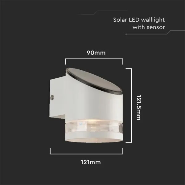 Aplică LED solară cu senzor LED/1W/3,7V IP44 3000K alb