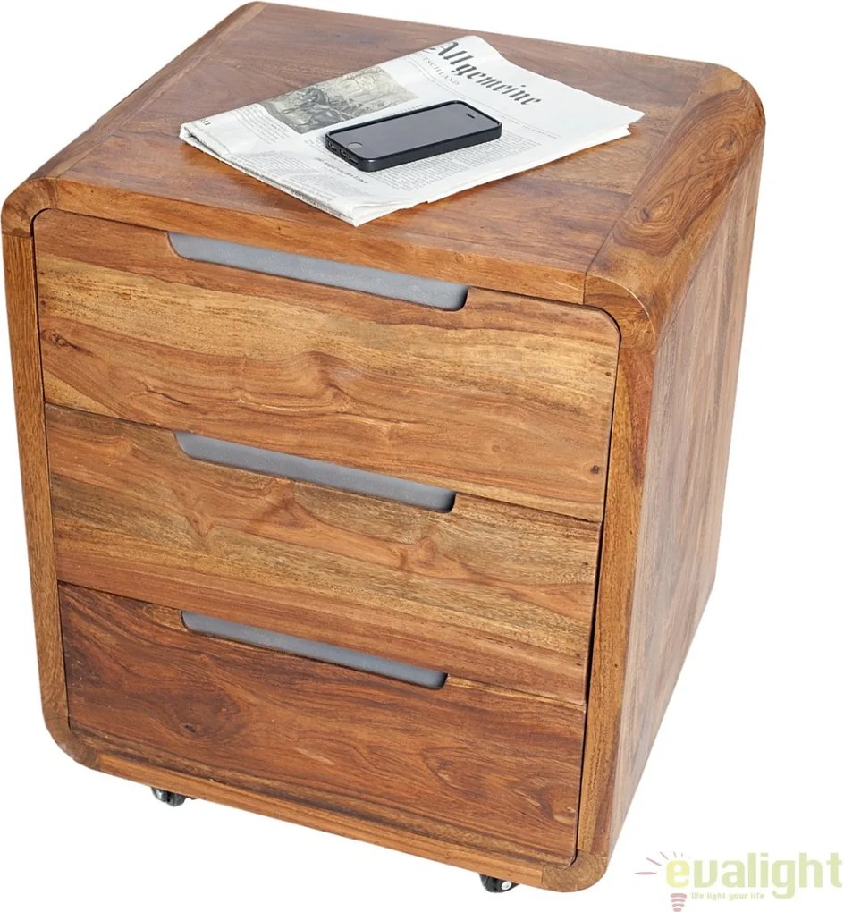 Dulap cu sertare si role, colturi rotunjite din lemn de trandafir Goa 60cm A-35896 VC