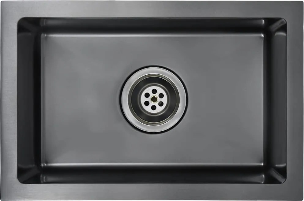 vidaXL Chiuvetă de bucătărie lucrată manual, negru, oțel inoxidabil