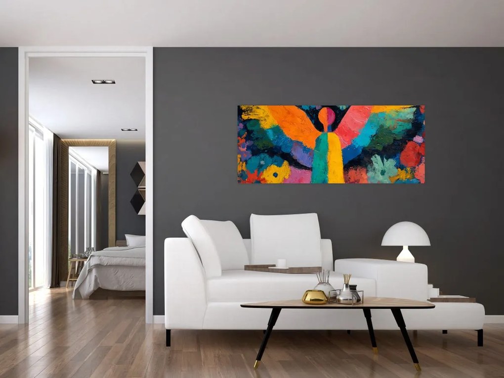 Tablou - Înger abstract cu flori (120x50 cm)