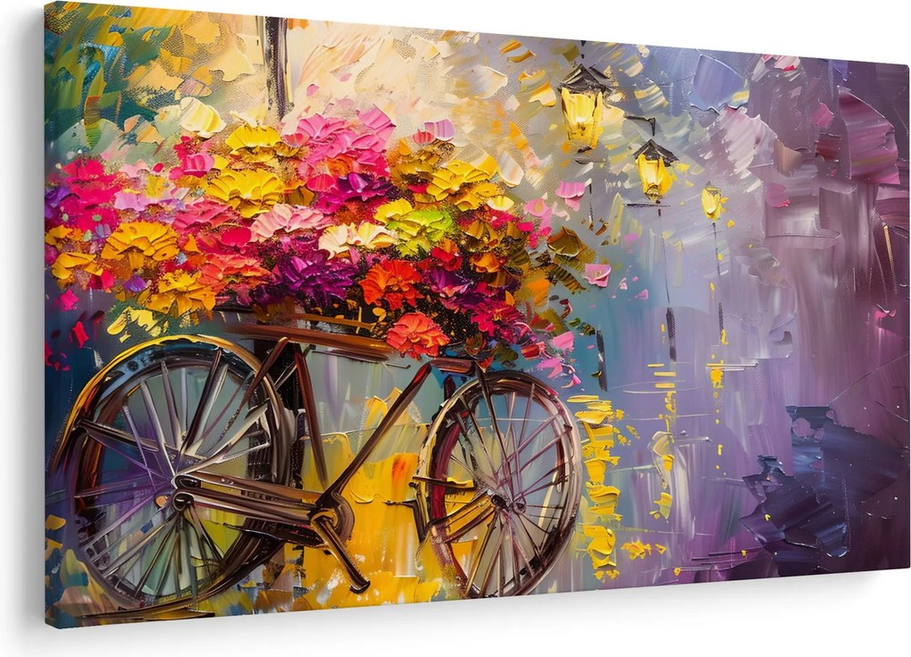 Tablou - Roată cu flori (90x60 cm)