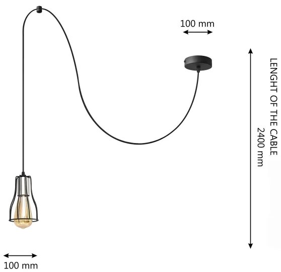 Lustră pe cablu TUBE LONG 1xE27/15W/230V negru/crom