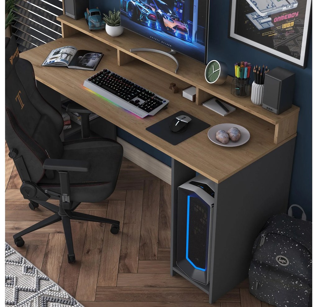 Masă PC Sikine 4 (Nuc + antracit) . 1095012