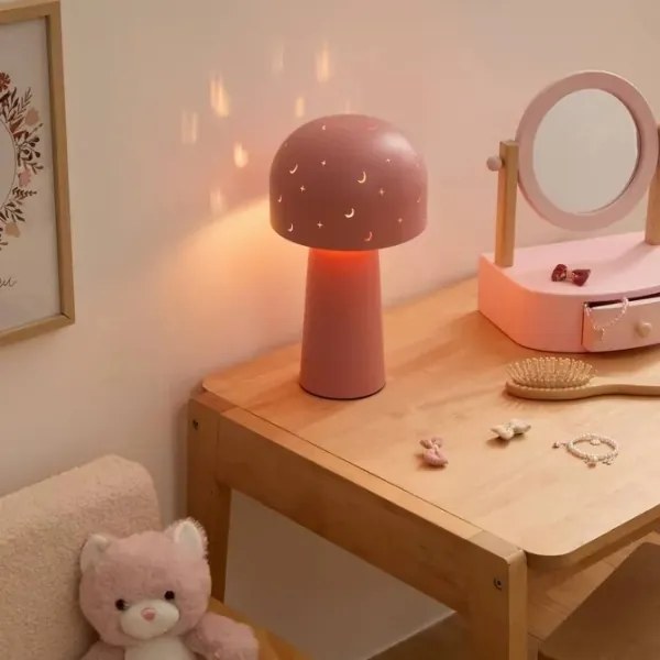 Atmosphera - Lampă de masă pentru copii STARRY MUSHROOM 1xE14/25W/230V, roz