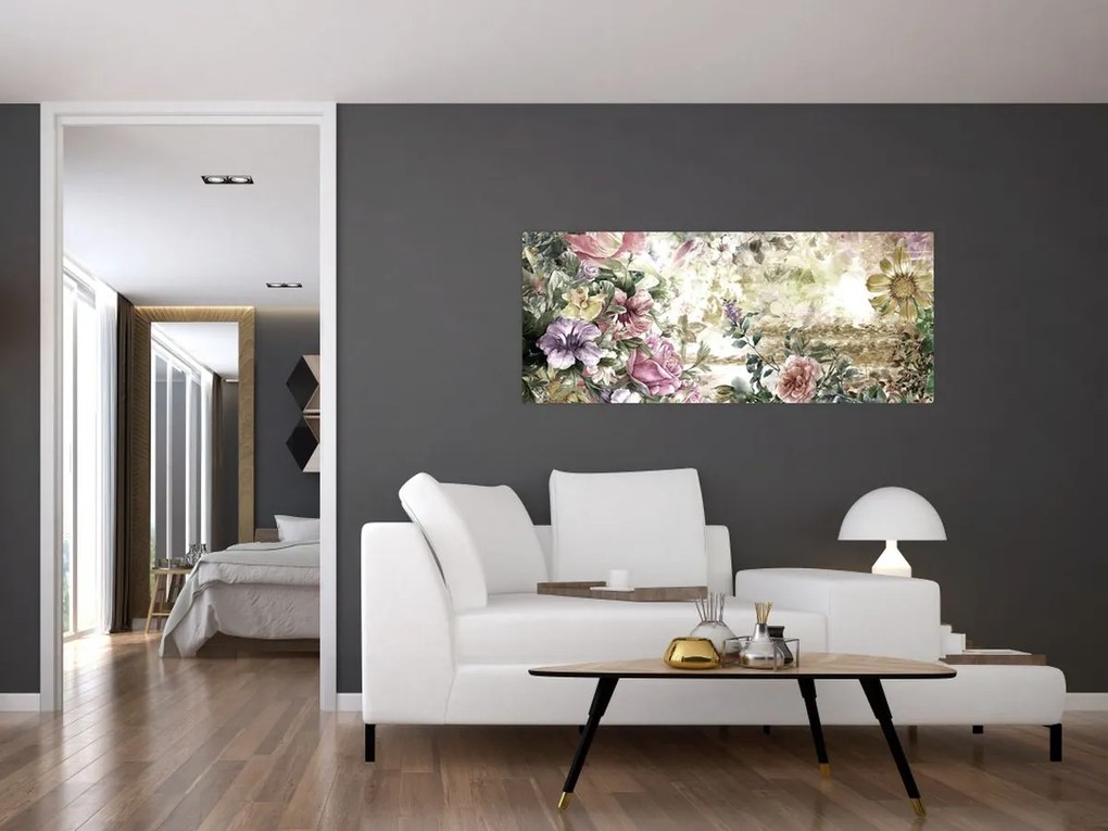 Tablou - Flori de design (120x50 cm)
