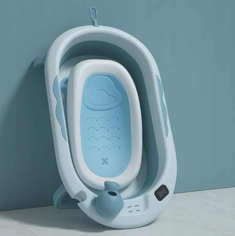 Baie pliabilă pentru copii VAIANA PREMIUM cu un șezlong - mai multe culori Albastru