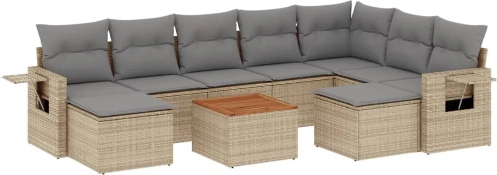 vidaXL Set canapele de grădină cu perne, 10 piese, bej, poliratan