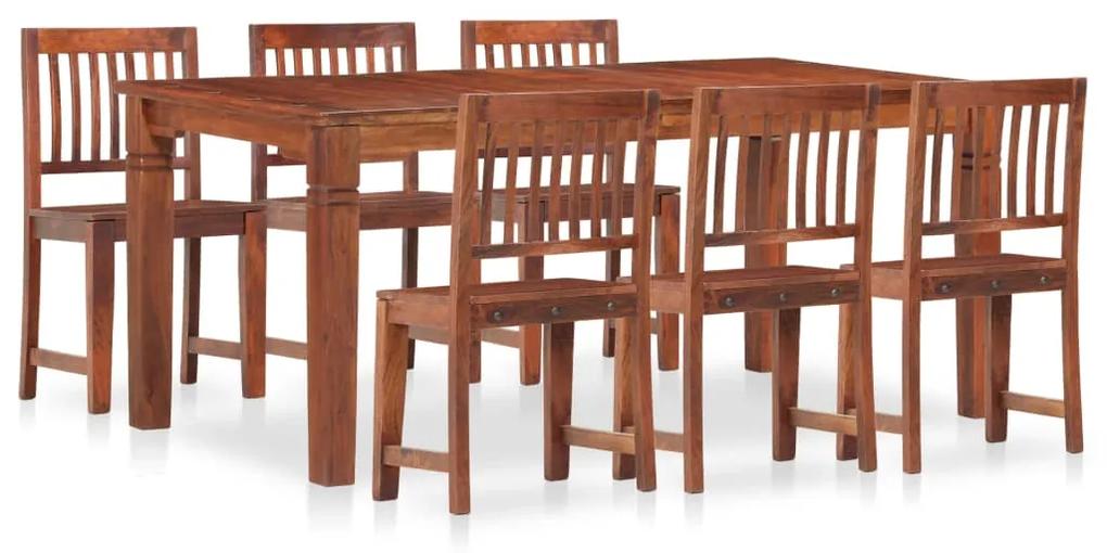 3053203 vidaXL Set mobilier de masă, 7 piese, lemn masiv de mango și acacia