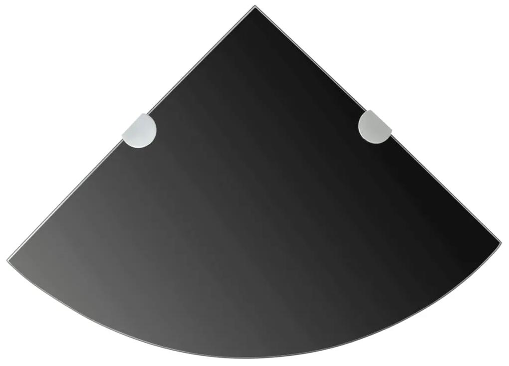 vidaXL Rafturi de colț cu suporturi crom 2 buc. negru 35x35 cm sticlă