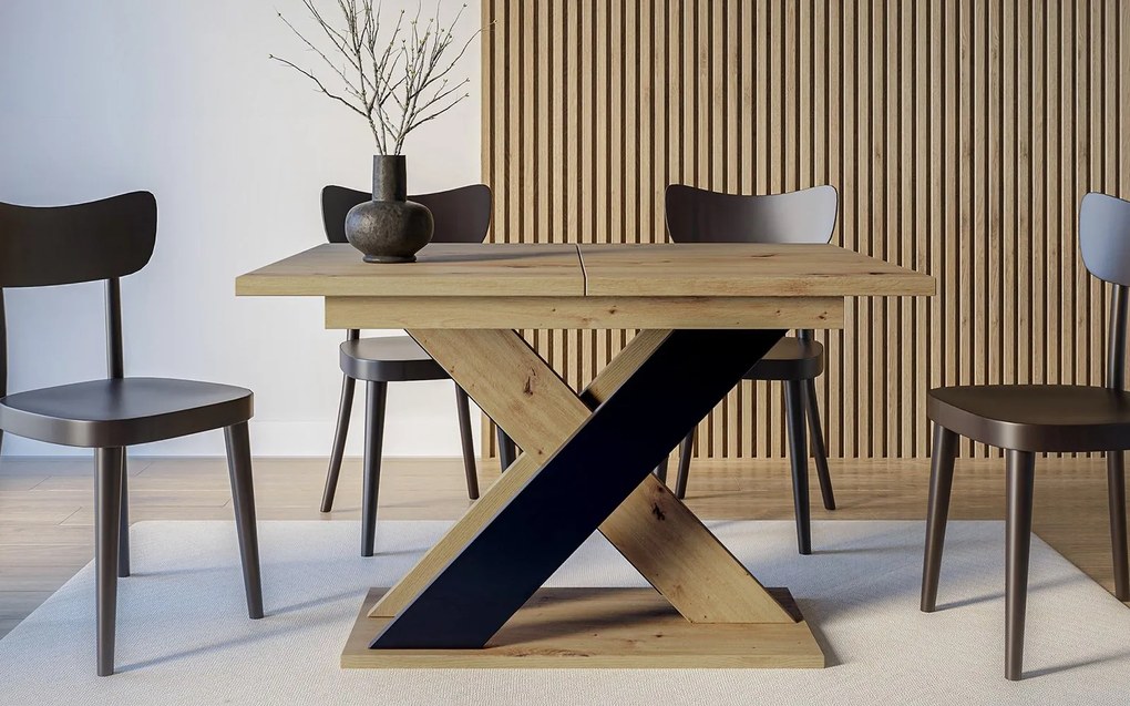 Masă lemn masiv Dining extensibilă Arbor Essence 120/160x90 cm Negru