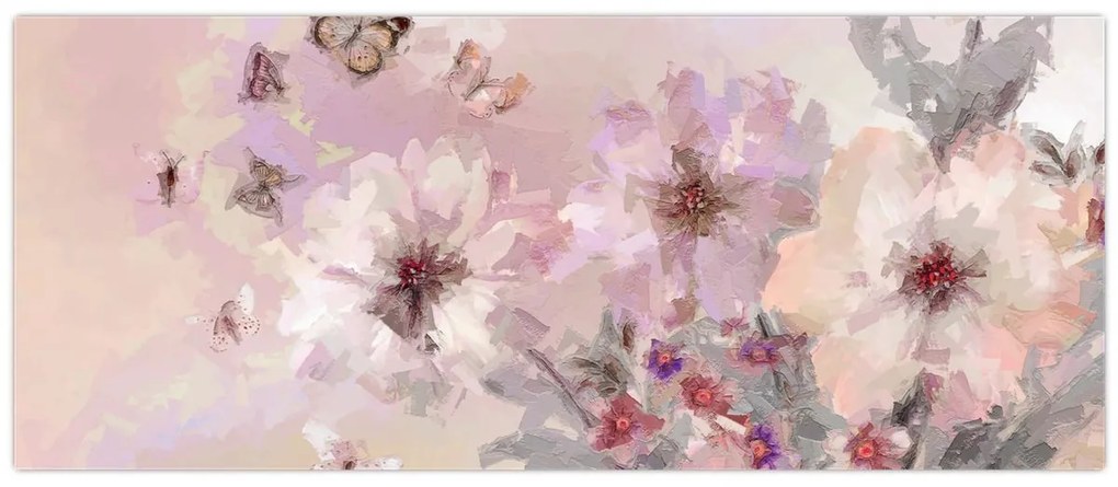 Tablou - Colaj de artă cu fluturi (120x50 cm)