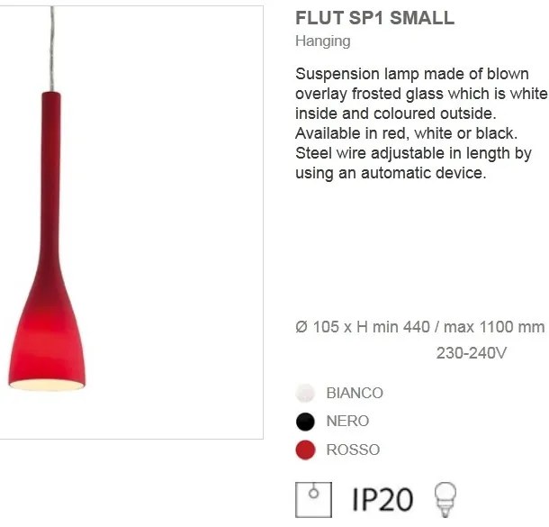 Pendul modern diametru 10,5 cm FLUT SP1 SMALL rosso 035703