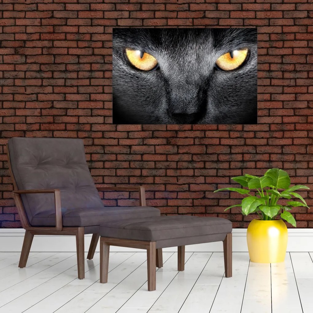 Tablou - Close up portret de o pisică (90x60 cm)