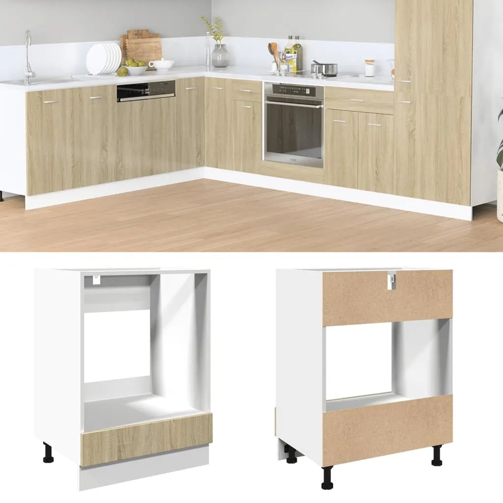 vidaXL Dulap pentru cuptor, stejar Sonoma, 60 x 46 x 81,5 cm, PAL