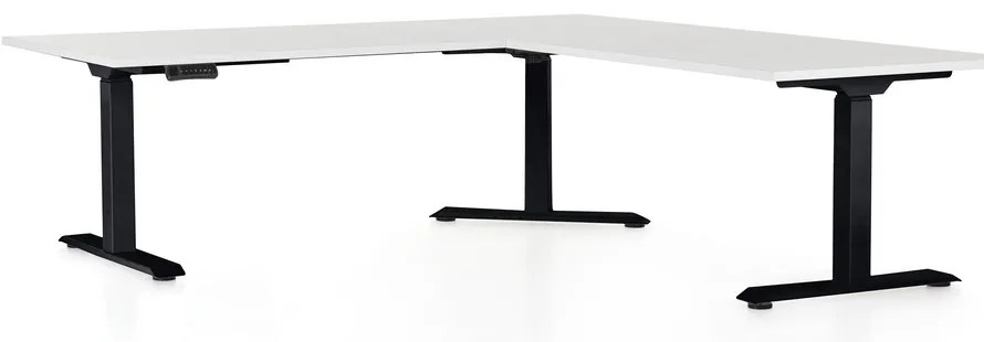 Masa inaltime reglabila OfficeTech Angle, 180 x 200 cm, bază neagră, alb