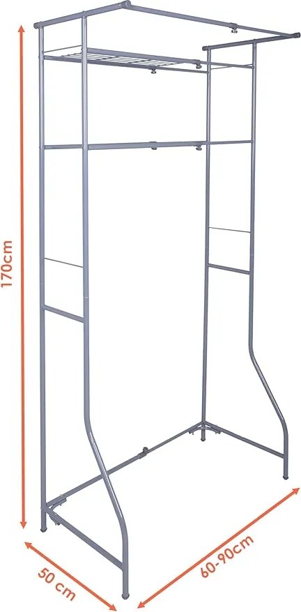 Raft metalic pentru baie deasupra masinii de spalat FIXANO 170x60-90 cm, gri