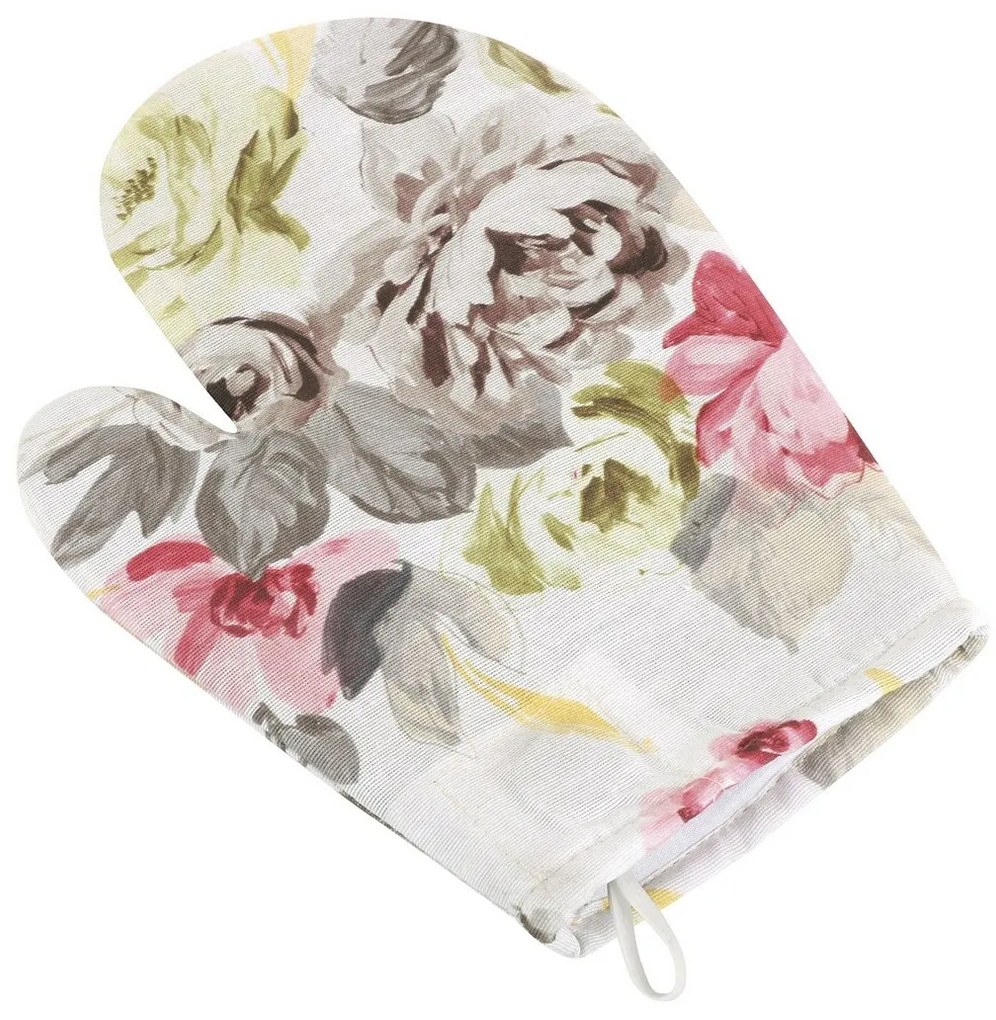 Bellatex Mănușă de bucătărie Flori gri-roz, 28 x18 cm
