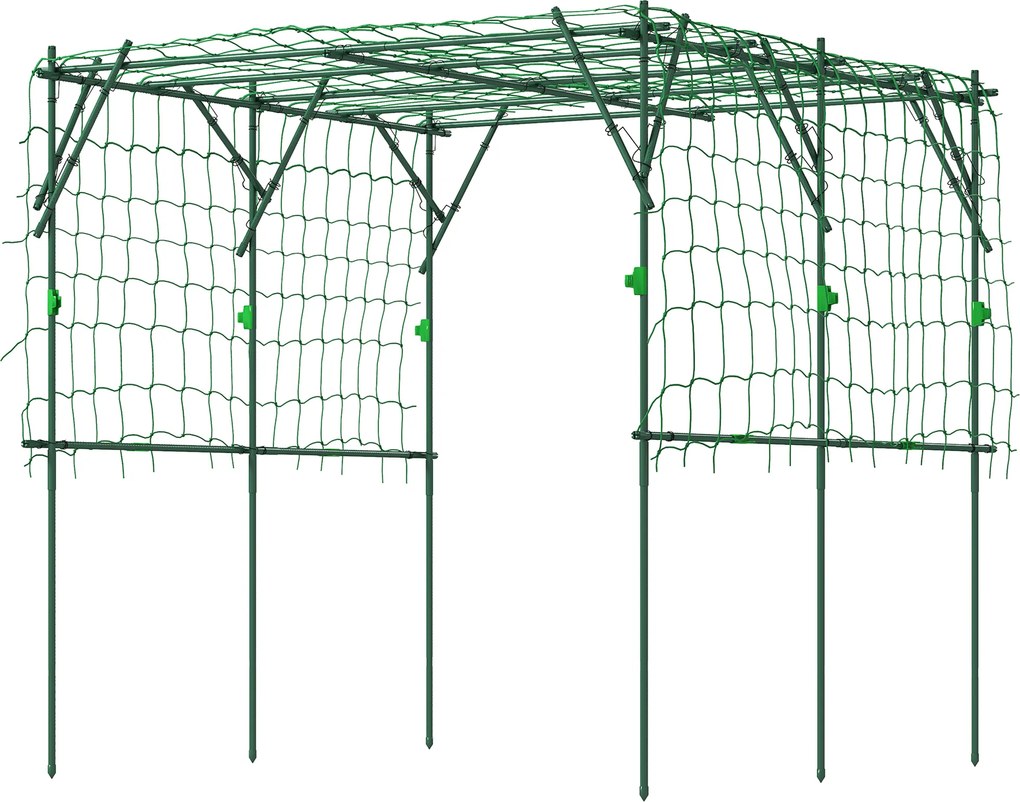 Outsunny Grilaj din oțel de introdus rezistent la rugină suport pentru plante cățărătoare spalier 223 x 223 x 223 cm arcadă pentru trandafiri Verde | Aosom Romania
