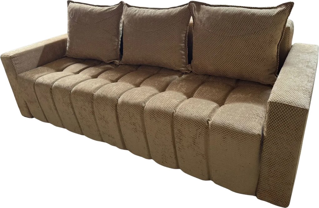 Canapea ZARA extensibila, 3 locuri, cu lada de depozitare, stofa bej auriu , 220x95x80 Bej Auriu, Stofa, 200 cm