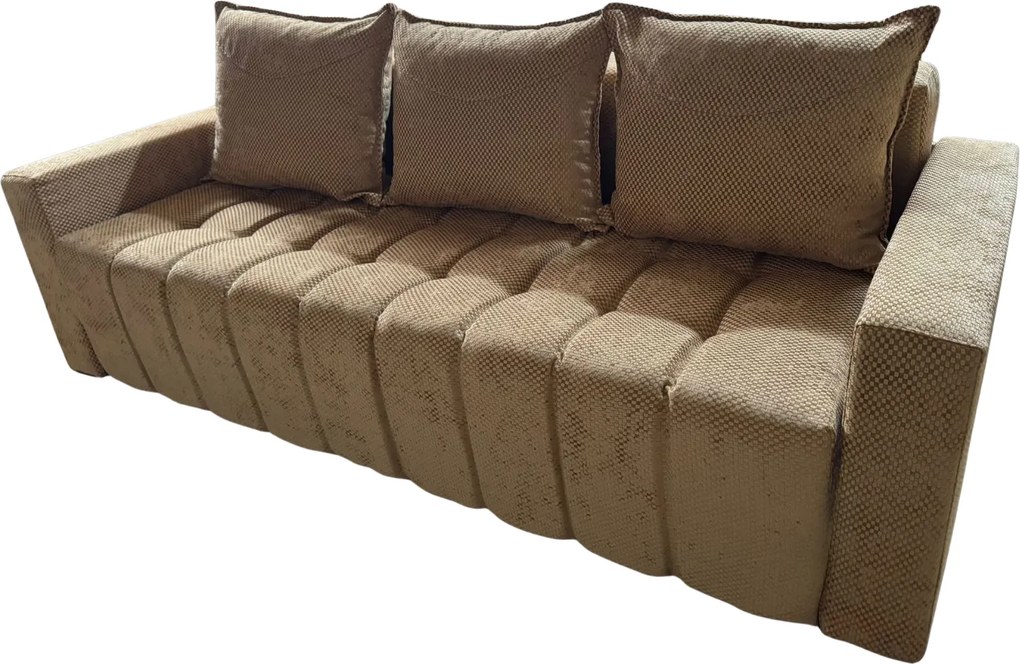 Canapea ZARA extensibila, 3 locuri, cu lada de depozitare, stofa bej auriu , 220x95x80 Bej Auriu, Stofa, 220 cm