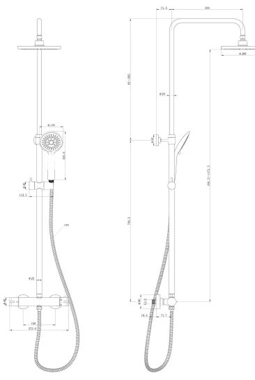 WENKO 25483100 - Sistem de duș WATERSAVING SYSTEM, 120 cm, crom lucios