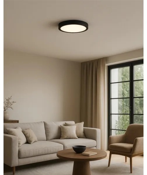 Plafonieră LED/18W/230V 3000/4000/6500K Ø 23 cm negru