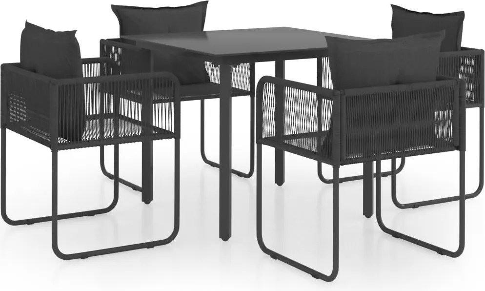 vidaXL Set mobilier de grădină, 5 piese, negru, ratan PVC