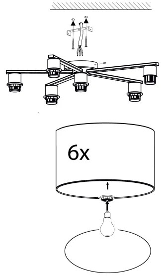Eglo 98409 - Plafonieră PASTORE 6xE27/40W/230V