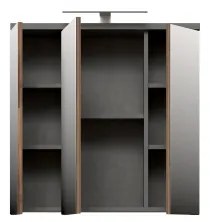 Dulap suspendat pentru baie cu oglindă VENOM, antracit/maro