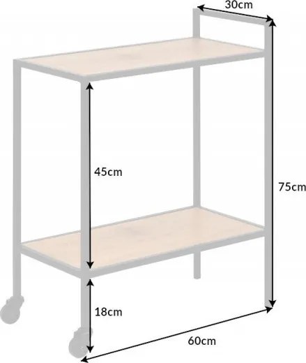 Gheridon, Masuta cu roti design industrial Slim Line 60cm